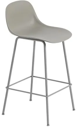Muuto Fiber 含管状底座和靠背的灰色/灰色吧椅 H87.5 cm