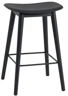 Muuto Fiber 吧椅 木质底座 黑色/黑色 H66 cm