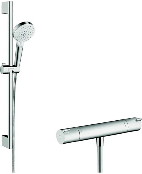 Hansgrohe Crometta Vario 带 Ecostat 1001 CL 恒温器的淋浴套装,白色/铬色