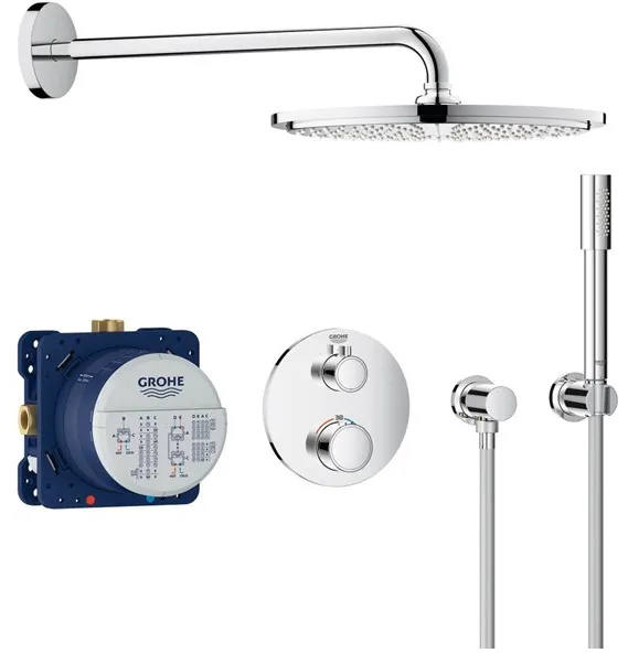 Grohe Grohtherm 淋浴套装,配有 Rainshower Cosmopolitan 310 淋浴头,镀铬