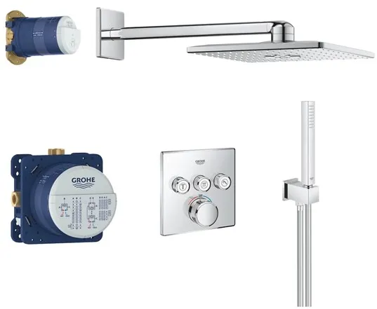 Grohe Grohtherm SmartControl 淋浴套装,配有 Rainshower SmartActive 310 Cube,镀铬