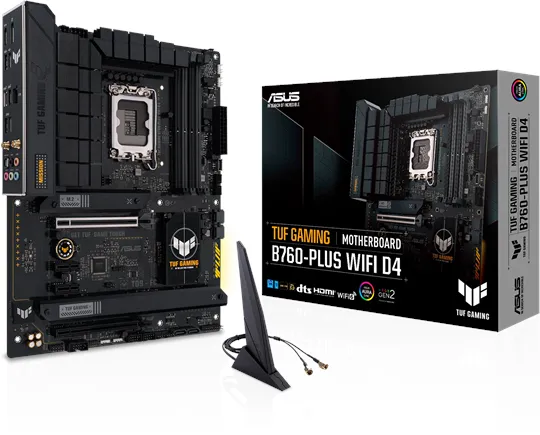 ASUS TUF GAMING B760-PLUS WIFI D4 主板 - Intel B760 - Intel LGA1700 插槽 - DDR4 内存 - ATX