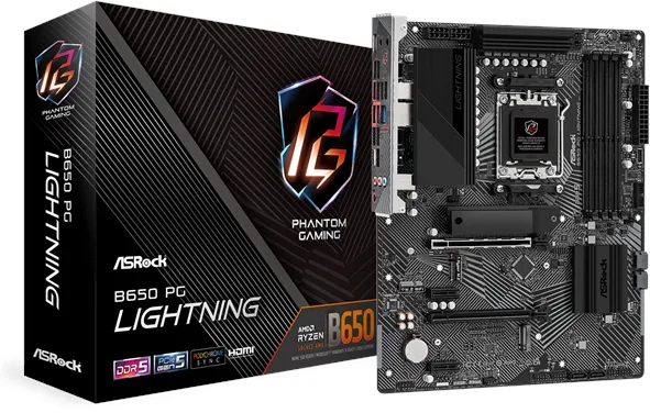 ASRock B650 PG Lightning 主板 - AMD B650 - AMD AM5 插槽 - DDR5 内存 - ATX