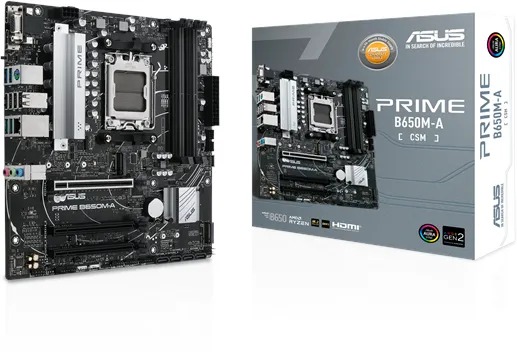 ASUS PRIME B650M-A-CSM 主板 - AMD B650 - AMD AM5 插槽 - DDR5 内存 - Micro-ATX