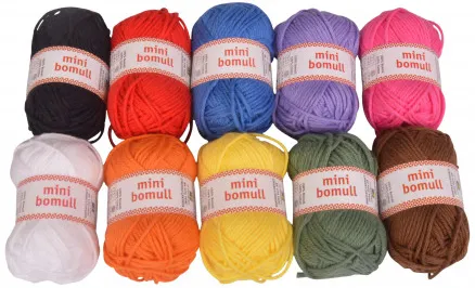 Järbo Minibomull 纱线包 13 种基本颜色 10g - 10 个 - Järbo Minibomull 纱线包 13 种基本颜色