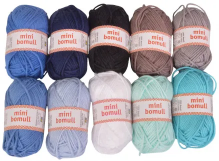 Järbo Minibomull 纱线包 09 蓝色和灰色调 10g - 10 个 - Järbo Minibomull 纱线包 09 蓝色和灰色调