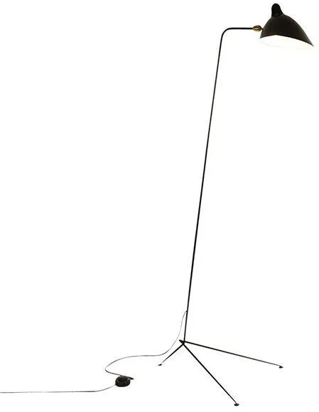 Serge Mouille Lampadaire 1 Droit 落地灯 黑色和黄铜