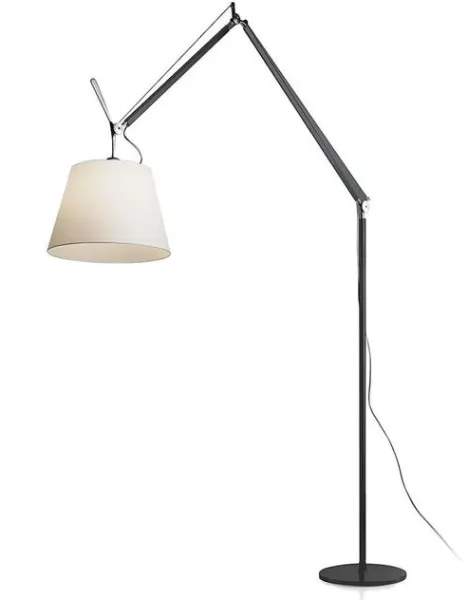 Artemide Tolomeo Mega 落地灯 黑色灯体 32 厘米 羊皮纸灯罩 带调光器