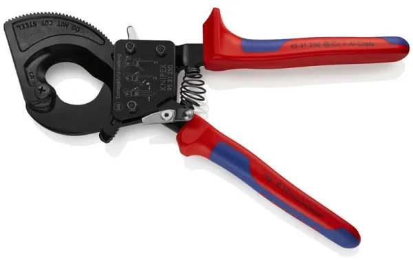 Knipex 电缆剪（棘轮系统）黑色漆面，带多组件手柄 250 毫米