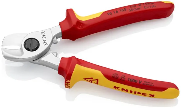 Knipex 电缆剪 镀铬，VDE 测试 165 毫米