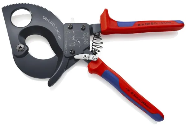 Knipex 电缆剪（棘轮系统）黑色漆面，带多组件手柄 280 毫米