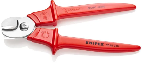 Knipex 电缆剪，塑料涂层手柄，绝缘，VDE 测试，230 毫米