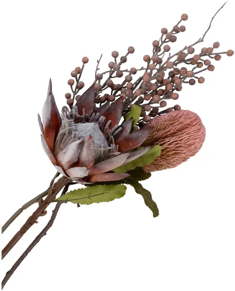 HOUSE NORDIC King Protea 人造花束,混合 - 粉色塑料 (H:74)