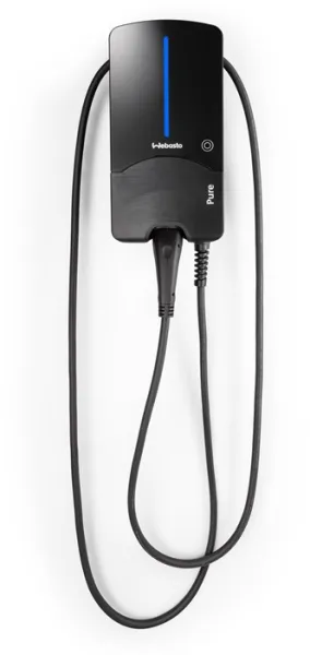 Webasto Pure 充电盒 22 kW Type 2 黑色版,带 7 米电缆 - 集成 Type B 剩余电流继电器