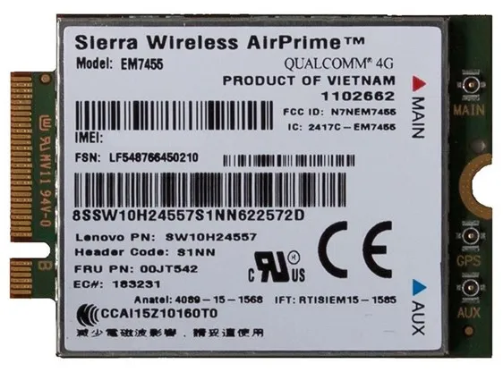 Lenovo LTE Sierra EM7455 模块/调制解调器