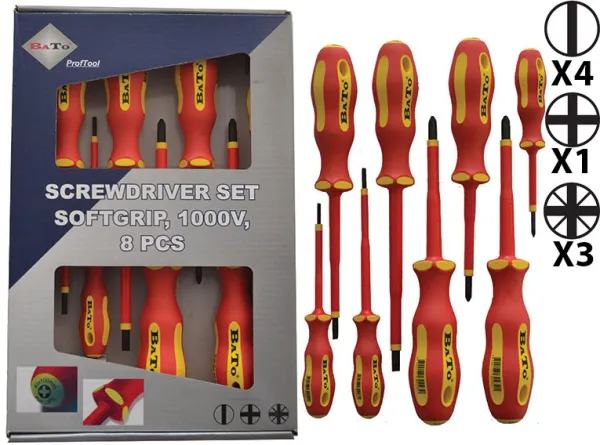 BATO 螺丝刀套装 VDE 1000V 一字/Ph/Pz 8 件套