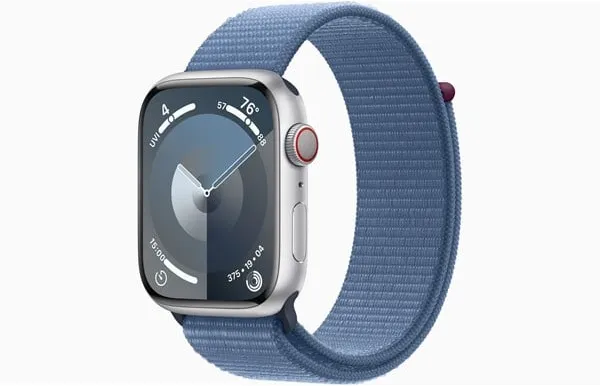Apple Watch Series 9 GPS + Cellular 45mm - 银色铝金属表壳配冬蓝色运动回环表带