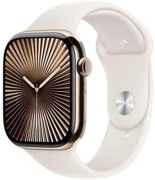Apple Watch Series 10 GPS + Cellular 46mm - 金色钛金属表壳配星光运动表带 - S/M