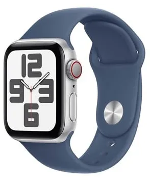 Apple Watch SE GPS + Cellular 40mm - 银色铝制表壳配牛仔运动表带 - M/L