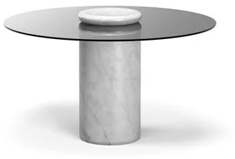 Karakter Castore 餐桌 Ø130 Bianco Carrara 大理石/透明玻璃
