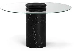 Karakter Castore 餐桌 Ø130 Nero Marquina 大理石/透明玻璃