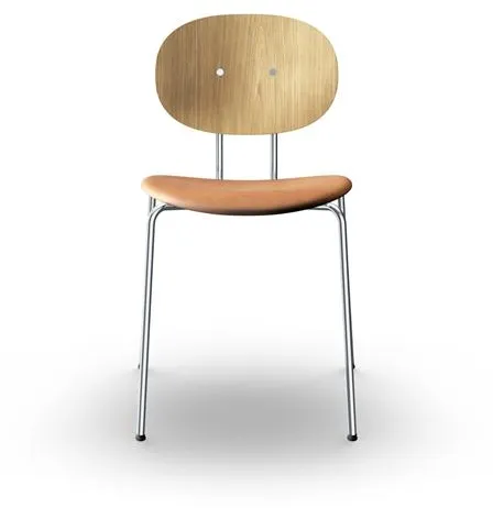 Sibast Furniture Piet Hein 餐椅 铬 橡木和干邑色皮革