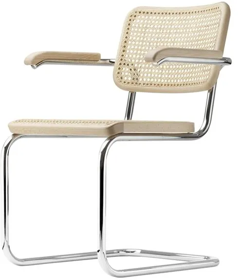 Thonet S 64 V 悬臂餐椅 带扶手 铬/山毛榉木