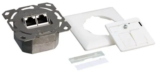 LogiLink Cat.6A 壁式插座 2 x RJ45 屏蔽信号白色