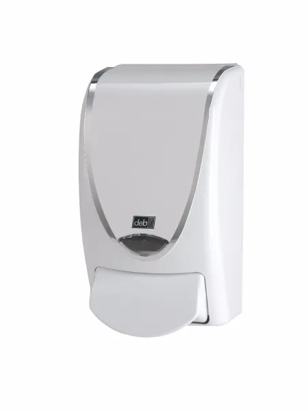 Deb Stoko White Silverline 分配器,白色塑料带银色边框,1升