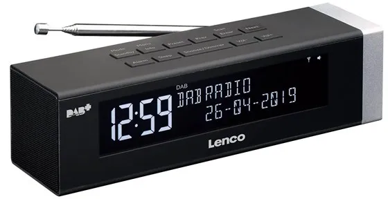 Lenco CR-630BK - 立体声 DAB+/FM 闹钟收音机,带 USB 接口和 AUX 输入 - 黑色 - DAB/DAB+/FM - 立体声 - 黑色
