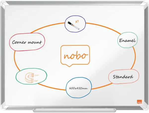 Nobo Premium Plus 搪瓷白板 60x45cm 白色
