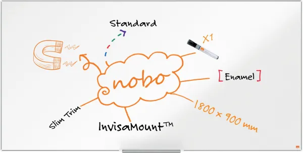 Nobo Impression Pro 搪瓷白板 180x90cm 白色
